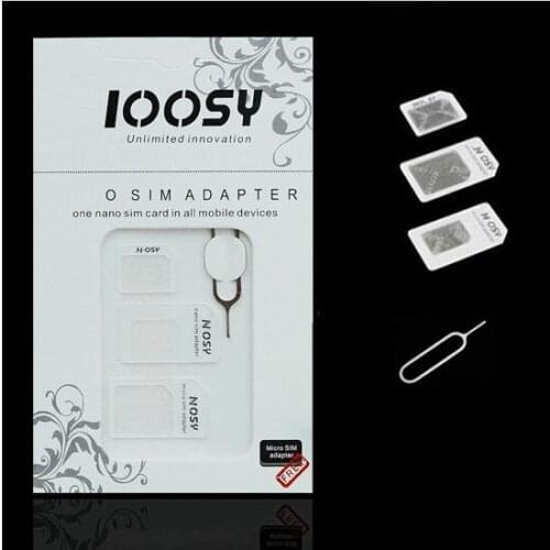 Best quality 4 in 1 Nano sim card adapter + Micro sim + stander sim card sim card & tools for iphone 4G 4S 5G 5S 6G 6plus parts