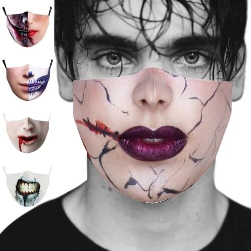 NEW Fashion Halloween Death Thriller Horror Mouth Masks Cospaly Women Men Unisex Face-Protection Cycling Spots Adult Party Mask