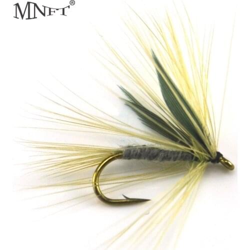 MNFT 10PCS Grey Winged Dry Mayfly Trout Fly Fishing Lures Blue Upright Artificial Bait Hooks 10
