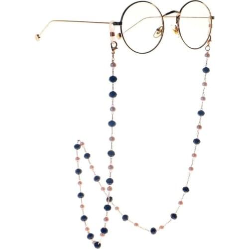 Fashion Acrylic Crystal Glasses Neck Strap Chain Acrylic Crystal Black Beads Eyeglasses Necklace Metal Sunglasses Cord Lanyard