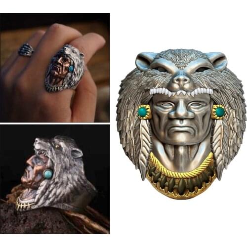 Mens Ring Bicycle Punk Indian Werewolf Biker Finger Rings Party Jewelry