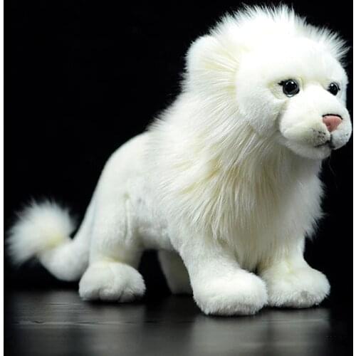 Soft Real Life White Lion Stuffed Animal Toys Lifelike Standing Wild Animals African Lion Plush Toy Gifts For Kids