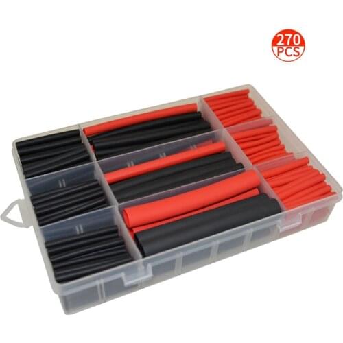 270 pcs 3:1 Dual Wall Adhesive Heat Shrink Tubing kit, 6 Sizes(Dia):1/16",3/32",1/8",3/16",1/4"Best Cable Sleeve Tube Assortment
