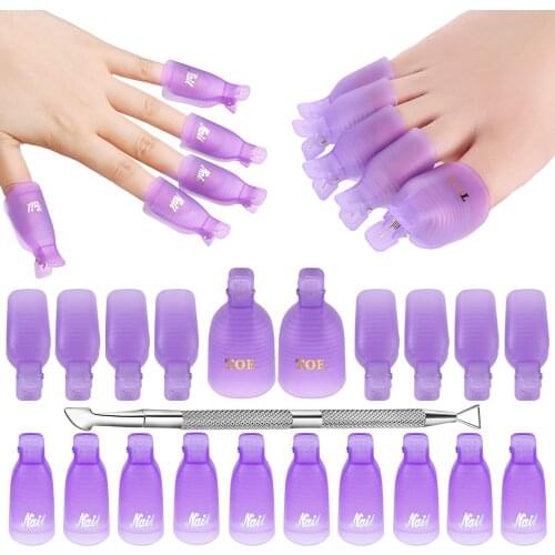 Makartt Gel Nail Polish Remover Clips Kit with Resuable Finger and Toenail Acrylic Nail Removal Clips Nail Scraper for Nails