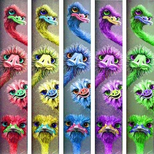 YI BRIGHT New Diamond Embroidery Color Ostrich 5DDIY Diamond Painting Full Square Round Rhinestone Animal Mosaic Bead Embroidery