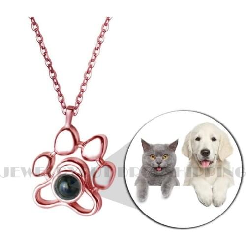 Customize Pet Projection Necklace Pendant Dog Cat Animal Picture Memory Jewelry Gift Dropshipping