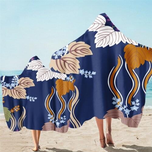 Floral Printed Microfiber Beach Poncho Towel Outdoor Quick Drying Absorbent Bath Cape Blanket For Keep Warm Windproof Shawl