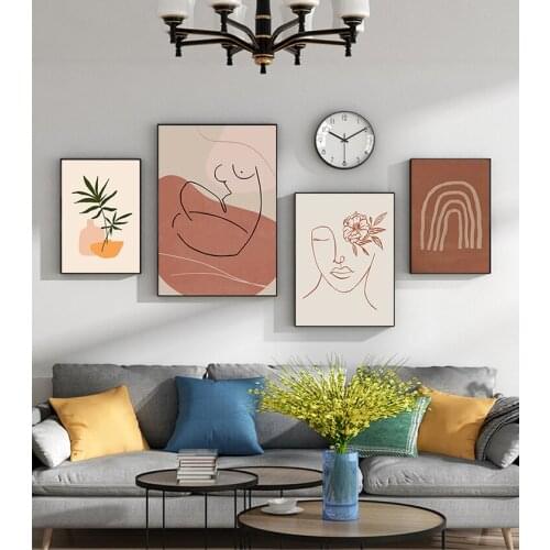 Print Mid Century Poster Wall Picture Home Decoration Boho Posters And Prints Abstract Line Drawing Sun Canvas Painting Wall Art