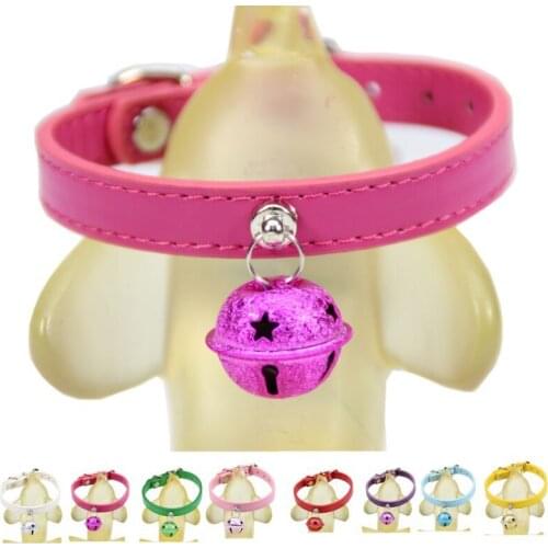 PU leather adjustable pet collar with bells charm necklace collar for different size dogs cat collars puppy dog accessories