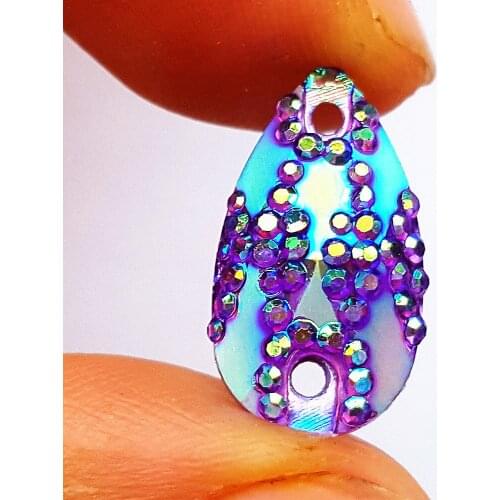 ROMANTIC Purple Resin Drop Sew on Beads Loose Rhinestones Stones and Crystals for Sewing Evening Wedding Dress Decorations Craft