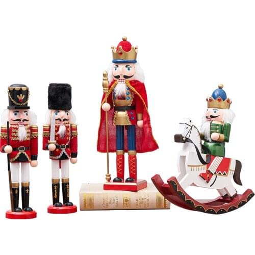Handcraft Puppet Wooden Christmas nutcracker soldier Doll Gift Figures brain hazelnut home office Party Ornament Xmas Tree Decor