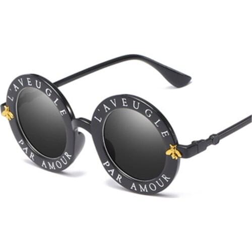 7 Colors Retro Round Sunglasses Women English Letters Little Bee Men Women Brand Glasses Designer Fashion Male Female UV400
