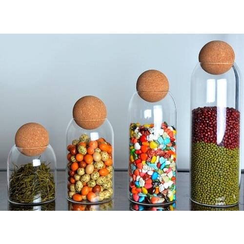 Ball cork lead-free glass jar with lid bottle storage tank sealed tea cans cereals transparent storage jars coffee