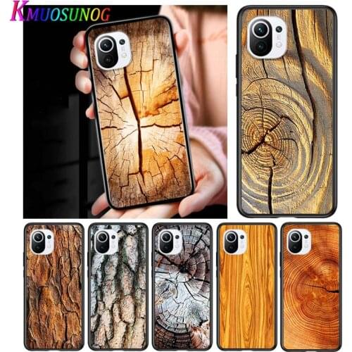 Texture Wood for Xiaomi Mi 11 10T Note 10 Ultra 5G 9 9T SE 8 A3 A2 A1 6X Pro Play F1 Lite 5G Black Phone Case
