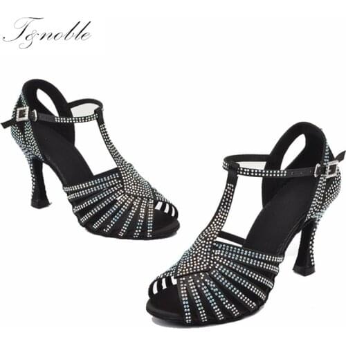 Women Black Latin Dance Shoes Ladies High Heels Kizomba Bachata Salsa Training Shoes Stage Performance Party Soft Bottom Sandals