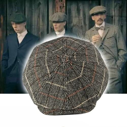 Herringbone Tweed Gatsby Newsboy Cap Men Wool Ivy Hat Golf Driving Flat Cabbie flat hat for men winter Cap BLM90