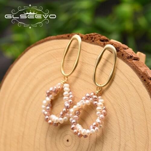 GLSEEVO Natural Fresh Water White Pearl Earrings For Women Girl Birthday Party Gifts Handmade Korean Jewelry Wholesale GE0854