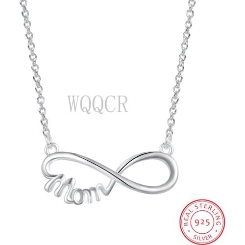 New 925 Sterling Silver Necklace MOM Letter Necklace Pendant Exquisite Clavicle Chain Jewelry Gift for Ladies