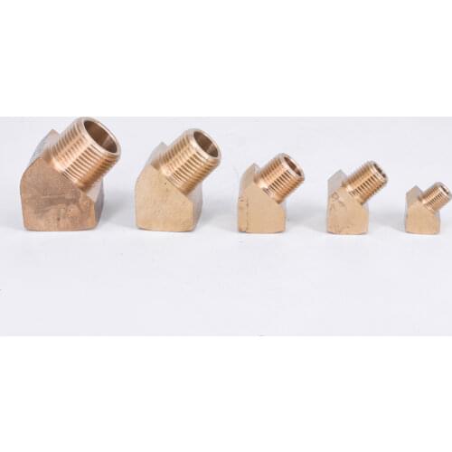 1/8" 1/4" 3/8" 1/2" 3/4" NPT Female To Male 45 Degree Elbow Block Brass Pipe Fitting Water Gas Oil 150 PSI For Pressure Gauge
