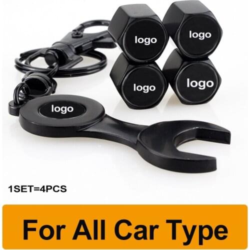 1set Car Styling Metal Spanner Keyring Car Wheel Rim Valves Caps Covers For All Car for E60 E90 F10 F30 for Passat B6 B7 CC