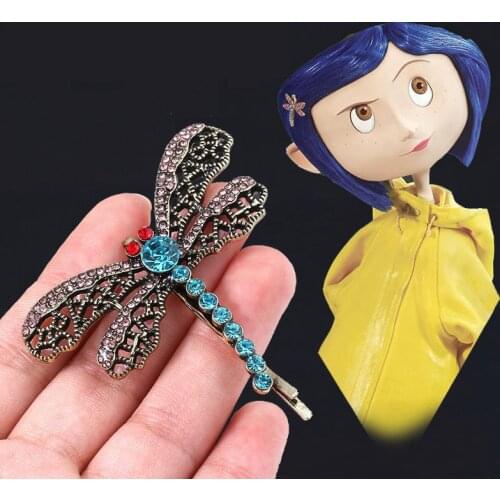 1 Pcs Cute Coraline The Secret Door Brooch Coraline Dragonfly Hair Clip Queen Bee Hairwear Hair Comb Girl Cosplay Figure Toys