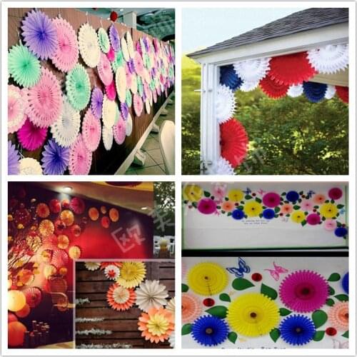 10inch 25cm Tissue Paper Fans Pinwheels for Wedding Baby Shower Birthday Party Festival Decoration Paper Crafts Hanging Garland