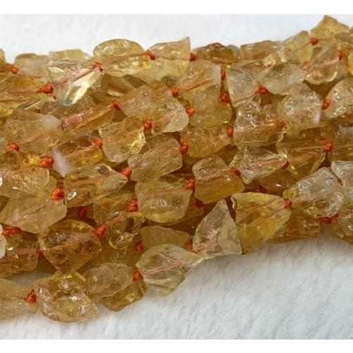 15" Natural Genuine Raw Mineral Yellow Citrine Nugget Free Form Loose Rough Matte Faceted Beads 9-12mm 06498