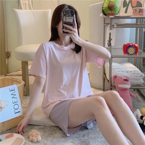 2021 New Summer Cotton Short Sleeve Shorts Pajama Sets for Women Korean Sleepwear Suit Pyjama Homewear Pijama Mujer Home Clothes