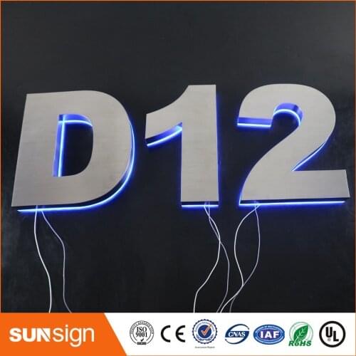 3D LED Backlit stainless steel Letter Business Signs Logo signage