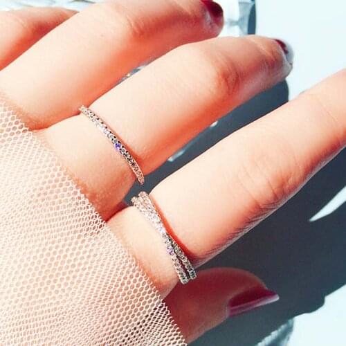 60% Silver Rings for Women Fine Jewelry Cross Round Cubic Zircon 925 Sterling Silver Female Adjustable Finger Ring Party Bague
