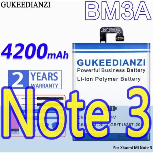 High Capacity GUKEEDIANZI Battery BM3A 4200mAh For Xiaomi Mi Note 3 Note3
