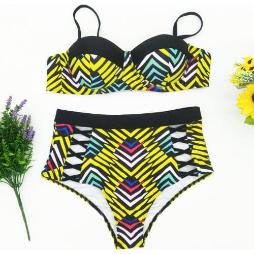 Plus size bikini womens Beach swimsuit 2019 new sexy adjustable shoulder strap back tie sexy swimsuit two piece set