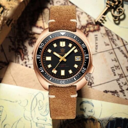 STEELDIVE 1970S CuSn8 Tin Ceramic Ring Bronze 200m Diving Watch Sapphire Crystal NH35 Automatic Mechanical BGW9 Luminous Watch