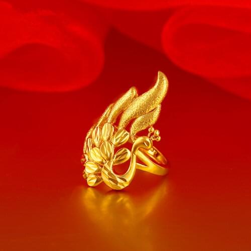 Elegant Phoenix Finger Rings 18K Gold Bridal Ring Womens Vintage Rings