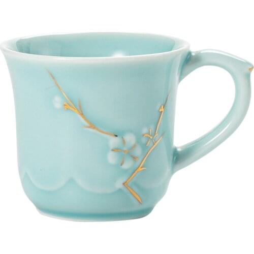 Ceramic Whiteware Single Cup Large Cup Ceramic Teacup Gold Foil Master Cup Celadon Kung Fu Tea Set