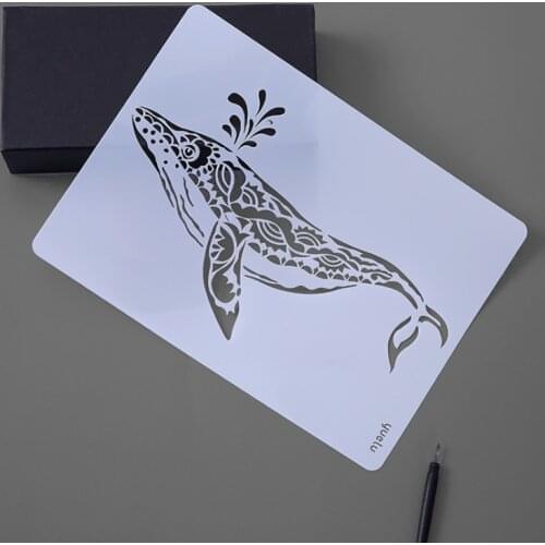 Whale Stencils Drawing Template Scrapbooking Photo Album Decorative Embossing Bullet Journal Stencils Template Painting Reusable