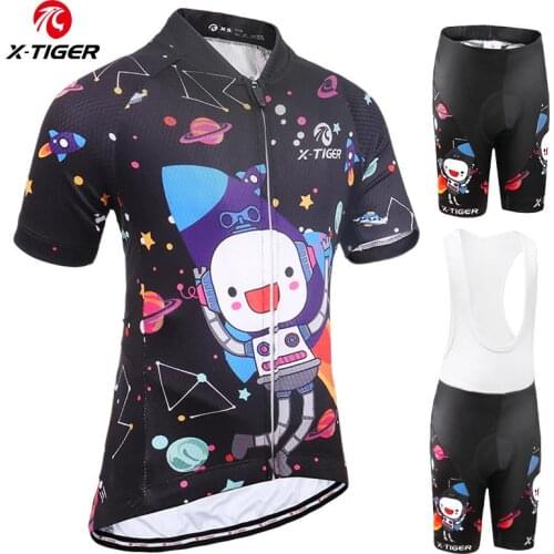 X-TIGER Summer Kids Cycling Jerseys Set Child Bike Cycling Clothes Boys Bicycle Cycling Clothing Suit Children Sports Uniforms