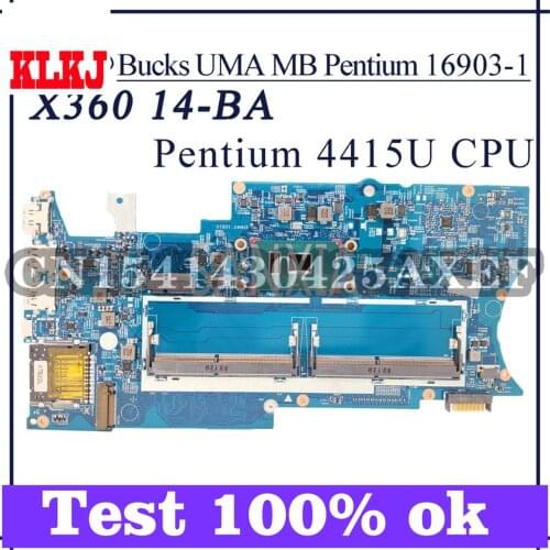 KLKJ 16903-1/2 Laptop Motherboard For HP PAVILION X360 14-BA Original Mainboard Pentium 4415U CPU 924079-601 924079-001