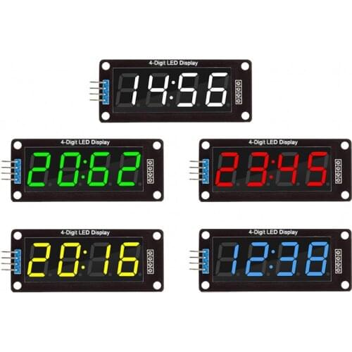 TM1637 LED Display Module for Arduino 4 Digit 7 Segment 0.56 inch Time Clock Indicator Tube Module Red Blue Green Yellow White