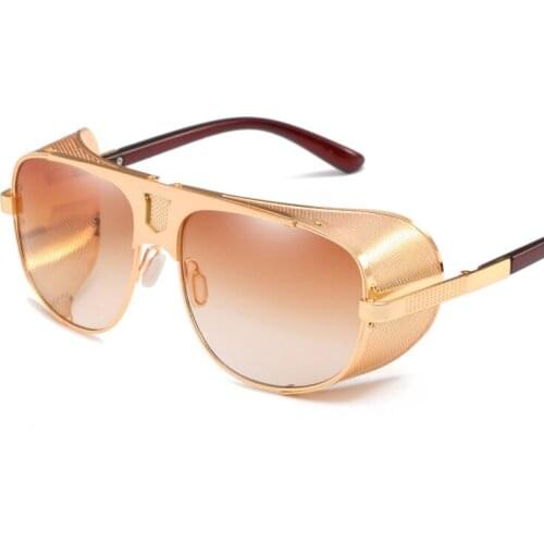 2019 Luxury Brand Side Shield Steampunk Sunglasses Men Vintage Windproof Goggle Red Sun Glasses Male Oversized Men Sunglasses