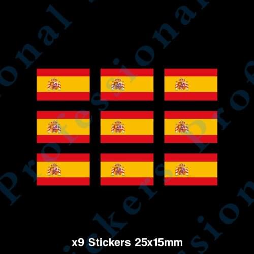 9x Spain Spanish Flag Sticker - Vinyl, Car, Van, Ipad, PC, Laptop (CC044) Waterproof Vinyl stickers for car Motos