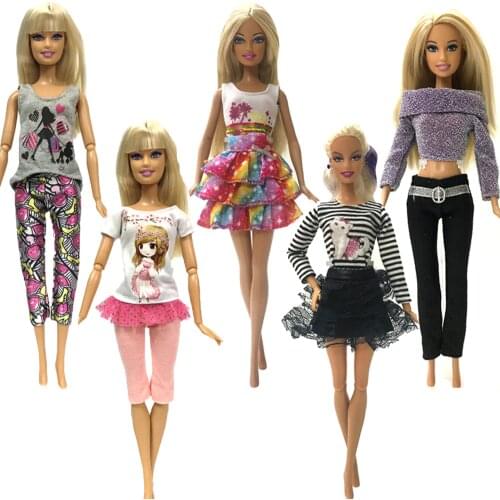 NK 5 Pcs Handmade fashion clothes For Barbie Doll dress baby girl birthday new year present for kids DZ