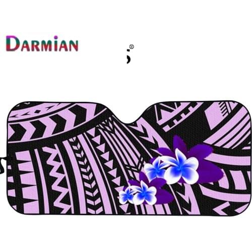 Pure Color Vintage Polynesian Hibiscus Flower Prints Universal Car Windshield Sunshades Car Easy Clean Sun Shade Keep Car Cool
