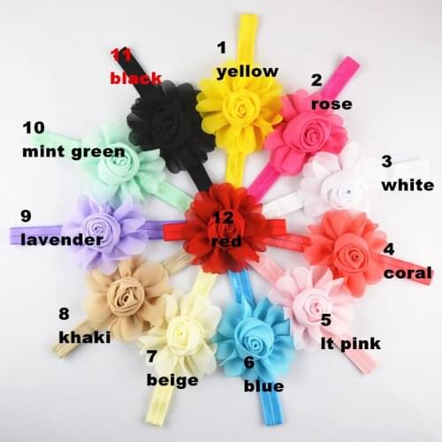50 pcs/lot Chiffon Flower Soft Fabric with Rose Buds headband