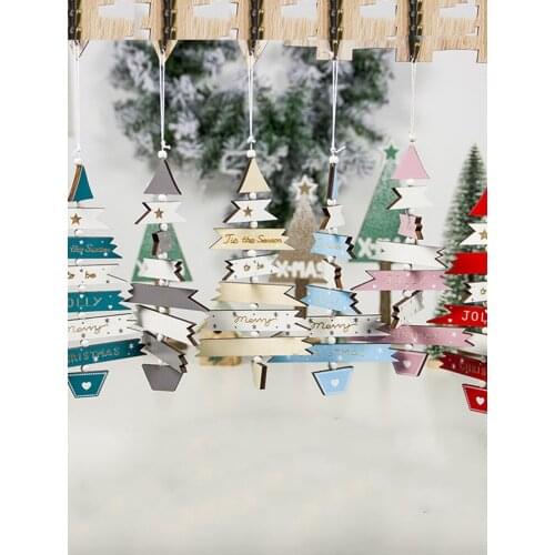 RR Christmas Tree Hanging Pendant Wood Crafts Ornaments Christmas Decorations Wooden Xmas Decor