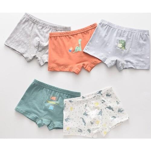 5Pcs/lot Girls Boys Cotton Boxer Briefs Girl Panties Boys Boxer Shorts Childrens Panties Kids Underwear For 2-14 Years BU065