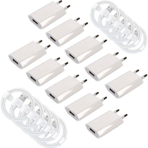 EU Wall Plug Adapter charge Wire 1M 8pin USB Data charging Cable For iphone 11 pro Xs max Xr X 8 7 6 plus 6s 5 se Phone charger