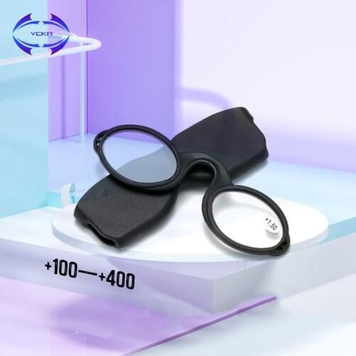 VCKA Clip Nose Reading Glasses Men Women Portable TR Glasses Neck Hanging Reading Eyeglasses Unisex Reader Eyewear With Box