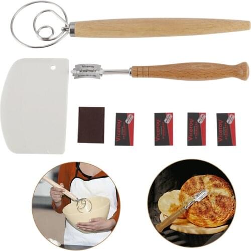 Stainless Steel Danish Dough Whisk and Bread Lame Kit Best Dough Scoring Tool Cake Tools for Artisan Homemade Bread