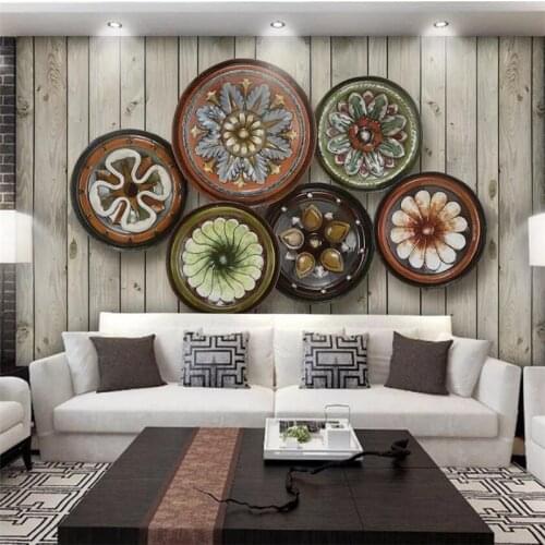 Wellyu papier peint Custom wallpaper 3d mural stereo new Chinese soft bag circle flower wood grain TV background wall paper обои